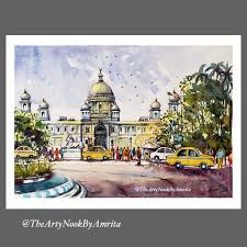 Kolkata Cityscape Watercolor Painting