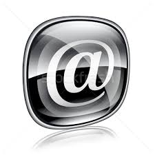 Email Icon Black Glass Isolated On