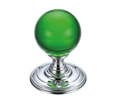 Green Glass Ball Mortice Door Knobs