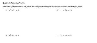 Quadratic Factoring Practice 50