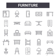 Furniture Outline Icon Set Includes