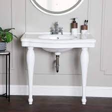 Atwell 34 Inch Console Sink With Porcelain Legs By Randolph Morris Rmm915 4 L White