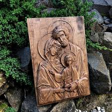 Holy Family Nativity Wood Carving