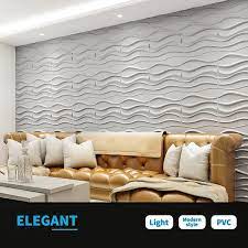 Art3dwallpanels 19 7 In X 19 7 In White Pvc 3d Wall Panel For Interior Wall Decor Wavy Textured Tile 32 Sq Ft Box