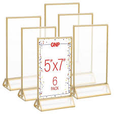 5 X 7 Picture Frames 6 Pack Floating Frame Set For Table Numbers Wedding Signs Photos Or Table Decor By Great Northern Party Gold