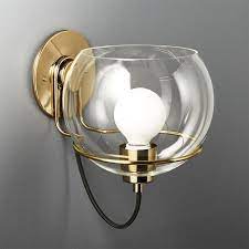 Rest Large Clear Glass Brass Wall Sconce