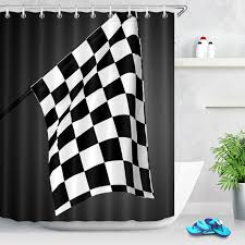 Black White Racing Flag Shower