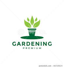 Green Plant With Pot Gardening Logo