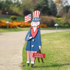 Wooden Patriotic Uncle Sam Yard Stake