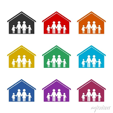Family In House Icon Isolated On White
