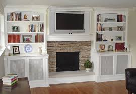 White Built Ins Tv And Fireplace Mesh