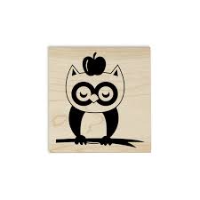 Owl On A Branch With Apple Craft Stamp