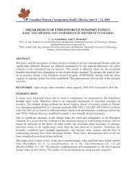 Shear Design Of Unreinforced Masonry