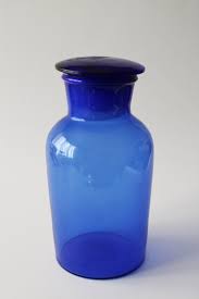 Cobalt Blue Glass Apothecary Bottle W