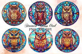 Stained Glass Owl Sublimation Clipart