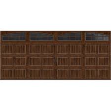 Clopay Gallery Collection 16 Ft X 7 Ft 6 5 R Value Insulated Ultra Grain Walnut Garage Door With Arch Window 111323