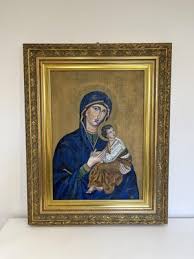 Painted Icon Depicting Notre Dame Du