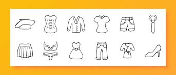 Clothes Icon Set Socks Dress Coat
