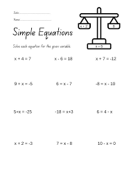 Solving Equations Worksheets