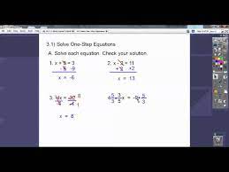 Solve One Step Equations Section 3 1