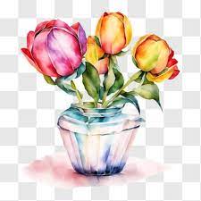 Glass Vase Watercolor Painting Png