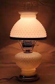 Vintage Hobnail Milk Glass Student Lamp