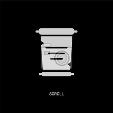 White Scroll Vector Icon On Black
