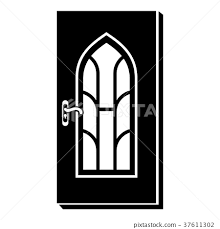 Arched Glass Door Icon Simple Style