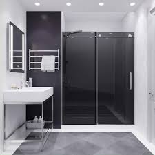 Anzzi Leon Series 60 In By 76 In Frameless Sliding Shower Door In Brushed Nickel With Tinted Glass Sd Az8077 02bnt