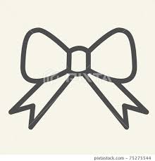 Ribbon Bow Line Icon Holiday Gift Bow
