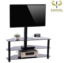 Rfiver Swivel Glass Tv Stand With Mount