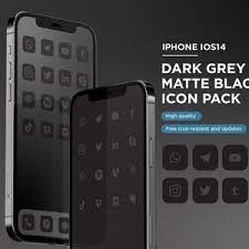 Dark Grey Matte Black Ios16 Icon Pack