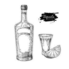 Tequila Bottle And Shot Glass With Lime