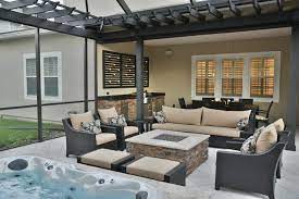 Screened Area With Sunken Spa Fire Pit