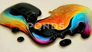 Abstract Multicolor Liquid Oil Painting
