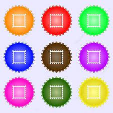 Set Of Nine Colorful Labels With Photo