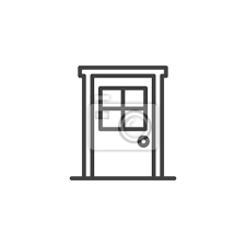 Door With Window Outline Icon Linear