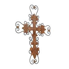Brown Carved Cross Cross Wall Decor