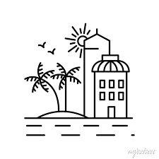 Beach Sun Palm Hotel Sea Icon