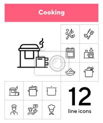 Cooking Line Icon Set Kitchen