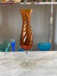 Beautiful Vintage Amber Glass Bud Vase