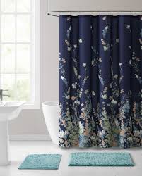 Dark Navy Blue Fabric Shower Curtain