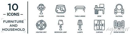 Furniture And Household Linear Icon Set