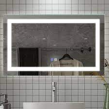 40 In W X 24 In H Rectangular Frameless Anti Fog Dimmable Horizontal Wall Mount Led Bathroom Vanity Mirror