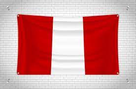 Peru Flag Hanging On Brick Wall 3d