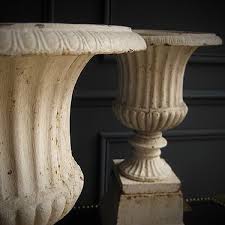 Pair Of Cast Iron Campana Urns On