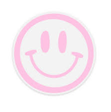 3 Pink Smiley Face Clear Sticker