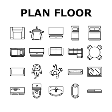 Floor Plan Interior Furniture Icons Set