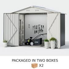 7 5 Ft W X 5 5 Ft D Gray Metal Storage Shed With Lockable Door And Vents For Tool Garden Bike 39 Sq Ft