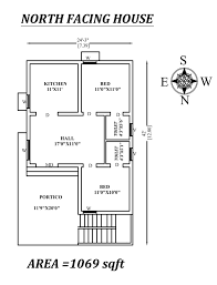 North Facing 2bhk House Plan